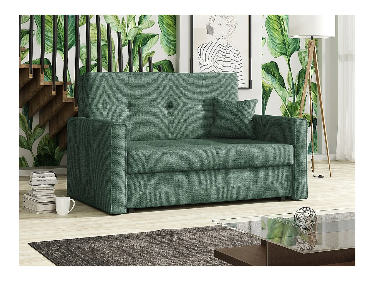 Canapé convertible Columbus 105, Boîte de literie, 85x133x98cm, Mobilier déjà assemblé