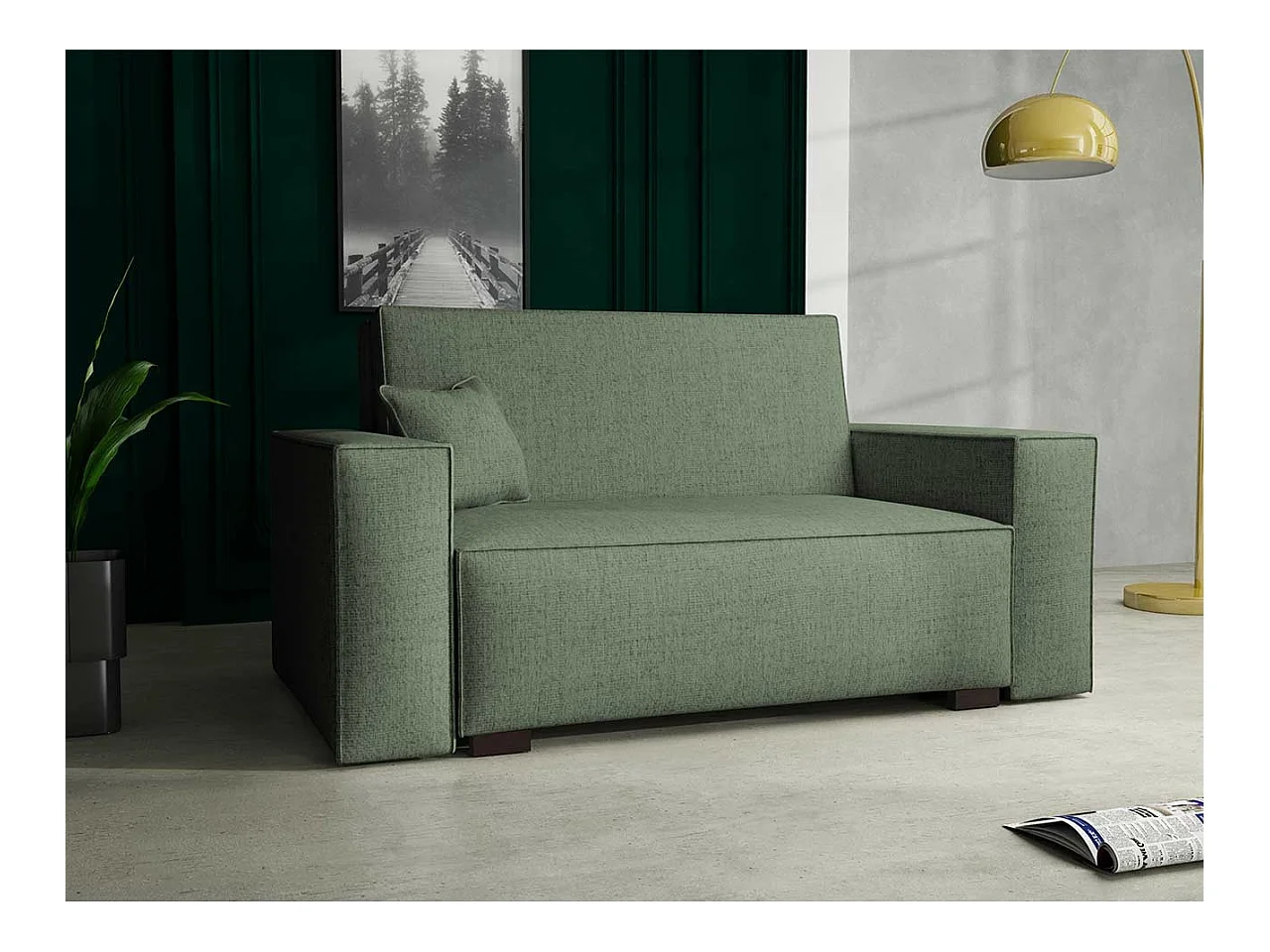 Canapé convertible Columbus 194, Boîte de literie, 85x152x98cm, Mobilier déjà assemblé