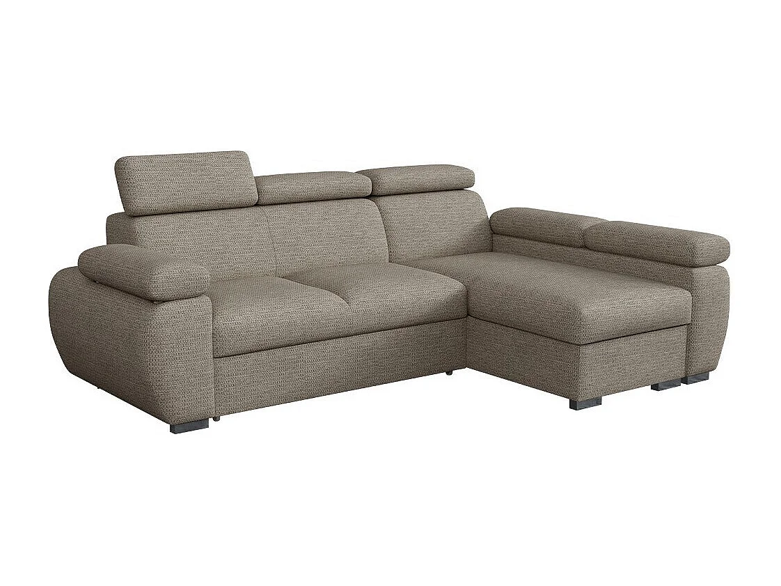 Sofá rinconero Columbus 132, De color marrón claro, Función de descanso, Almacenaje, 85cm