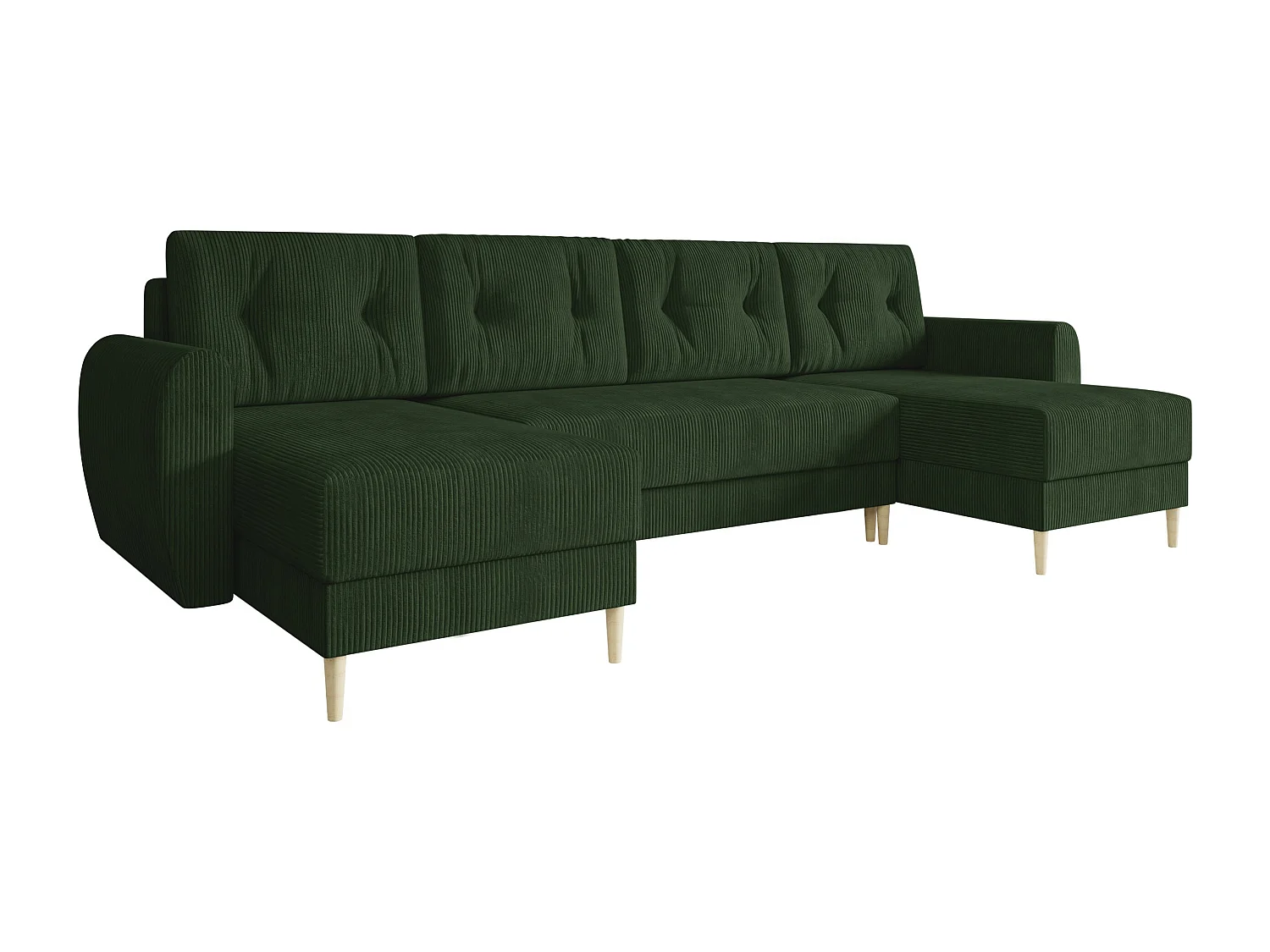 Sofá rinconero Memphis 140, Verde, Función de descanso, Almacenaje, 307x139x95cm