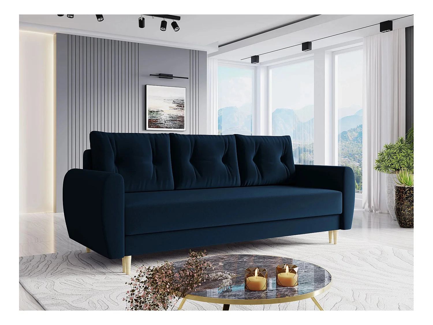 Canapé convertible Memphis 143, Boîte de literie, 95x227x82cm