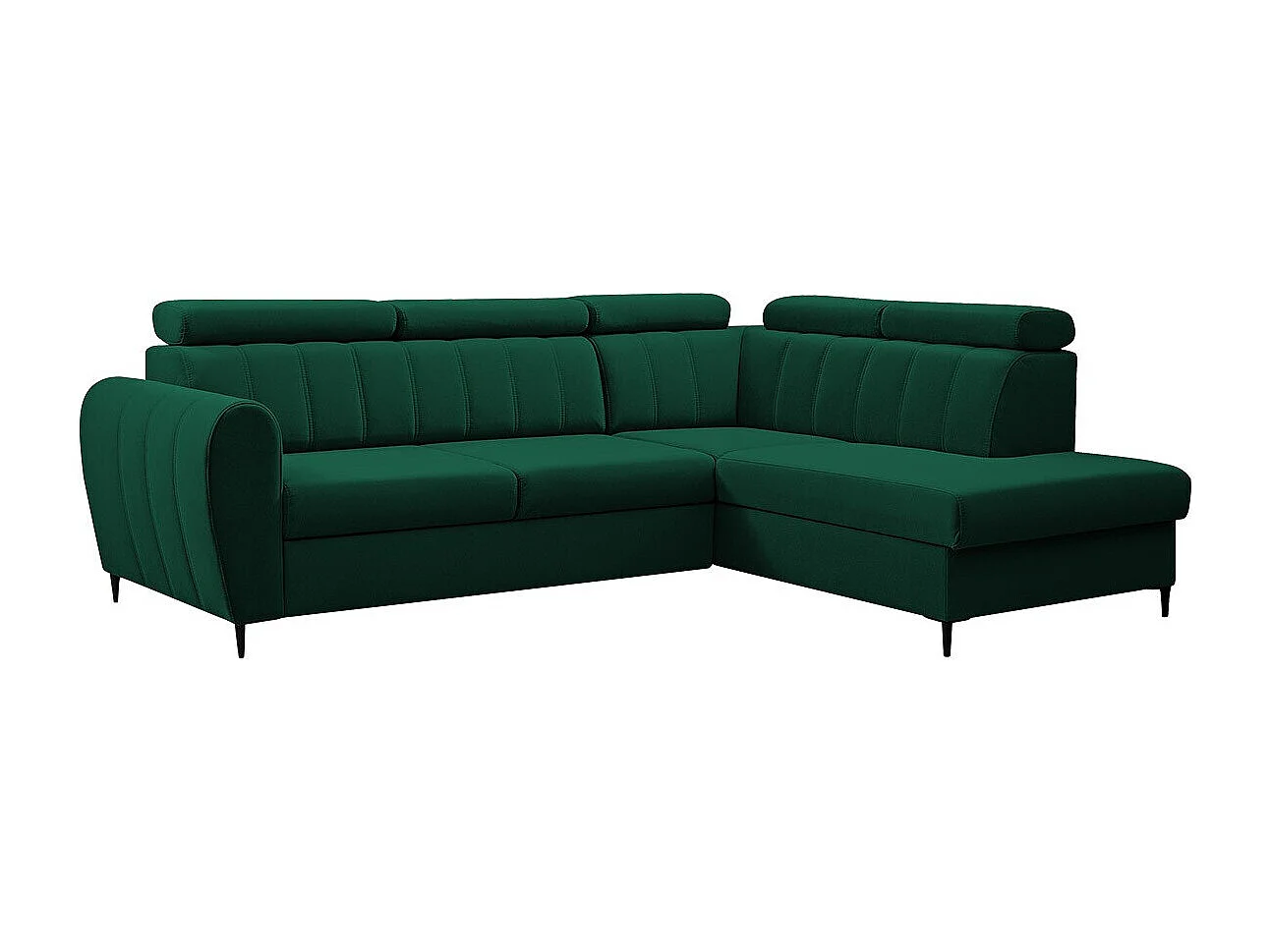 Sofá rinconero Temple 125, Verde, Función de descanso, Almacenaje, 264x200x90cm