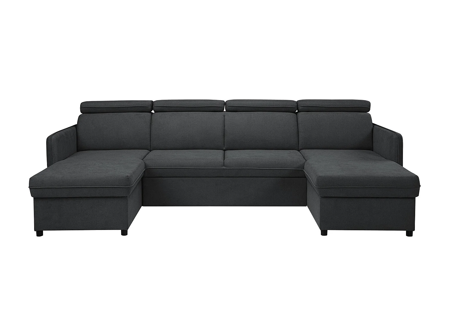 Sofá rinconero Temple 130, Negro, Función de descanso, Almacenaje, 284x166x84cm