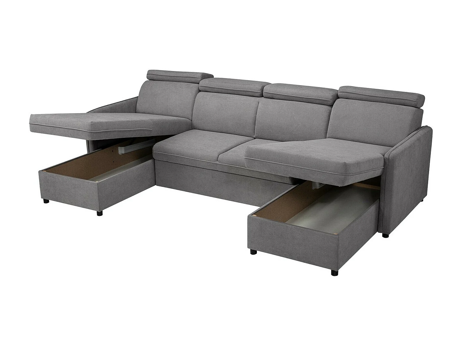 Sofá rinconero Temple 130, Negro, Función de descanso, Almacenaje, 284x166x84cm