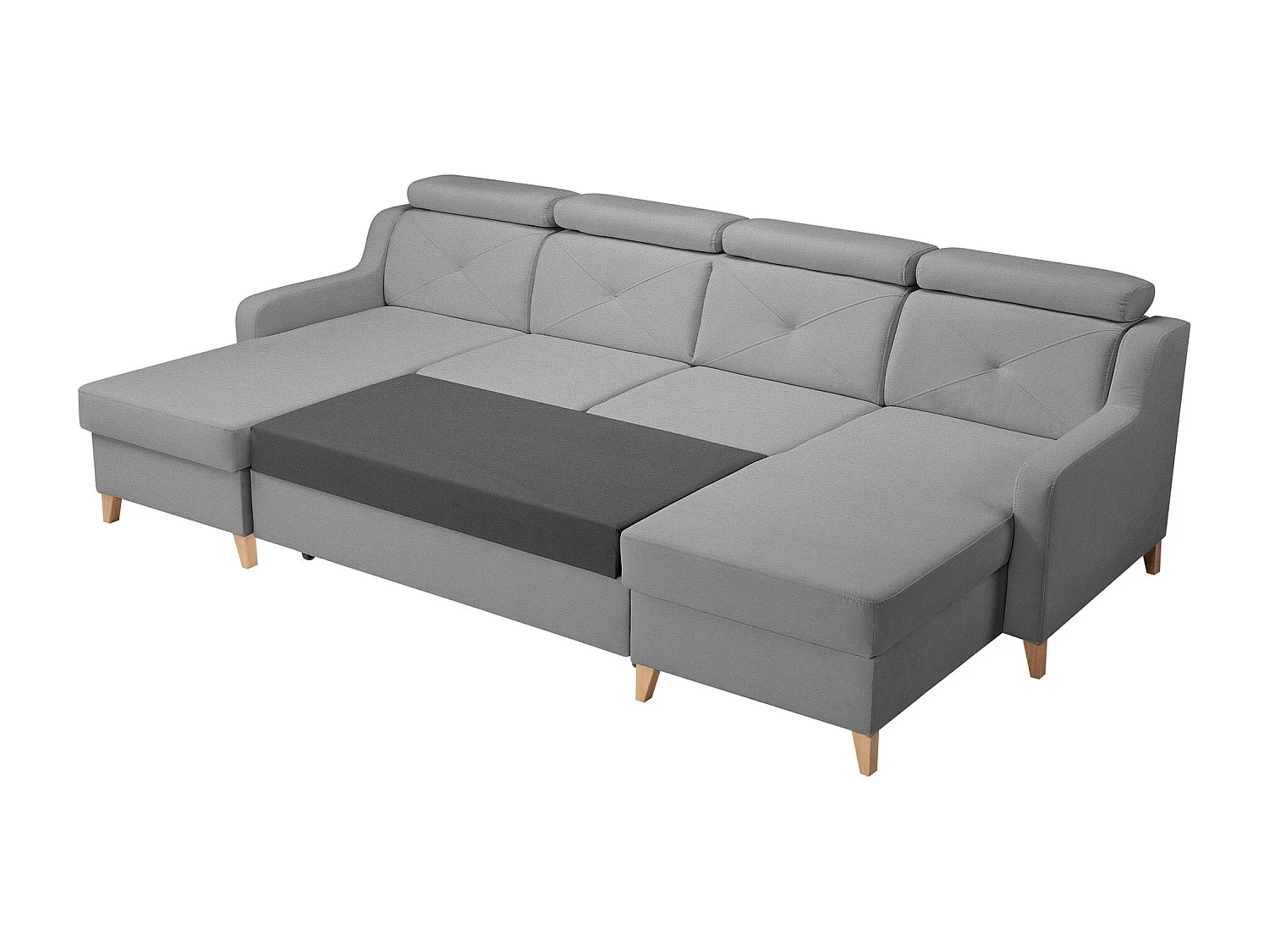 Sofá rinconero Temple 129, Azul, Función de descanso, Almacenaje, 286x165x82cm