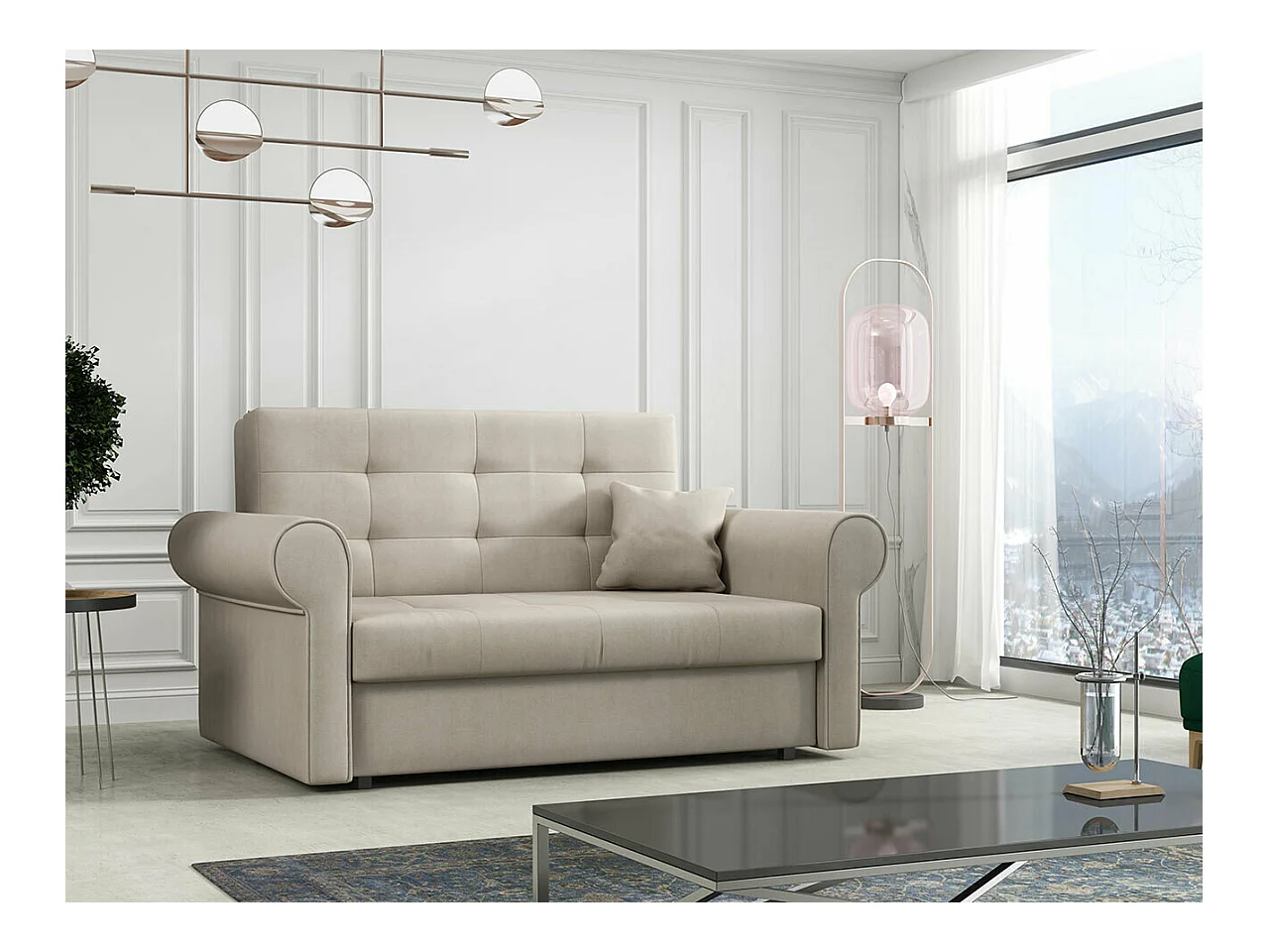 Divano letto Columbus 128, Con, 85x148x98cm, Mobile già assemblato