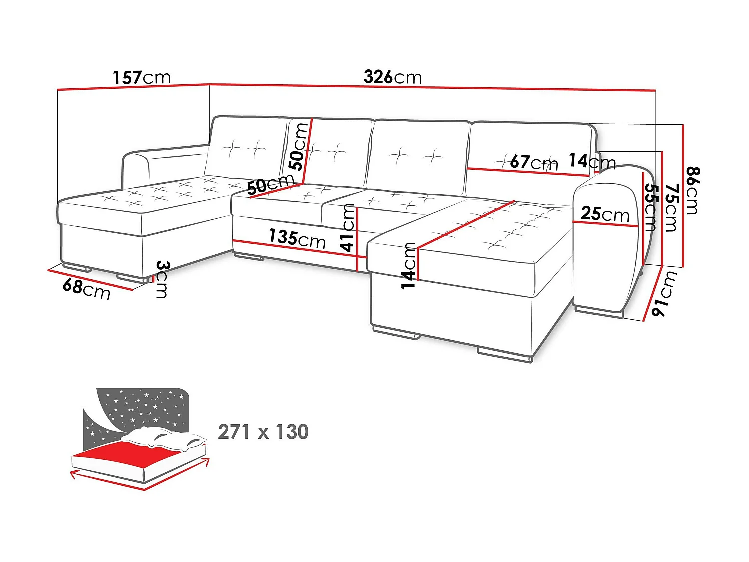 Canapé d'angle Arvada 117, Brun clair, Disponible, 326x157x86cm