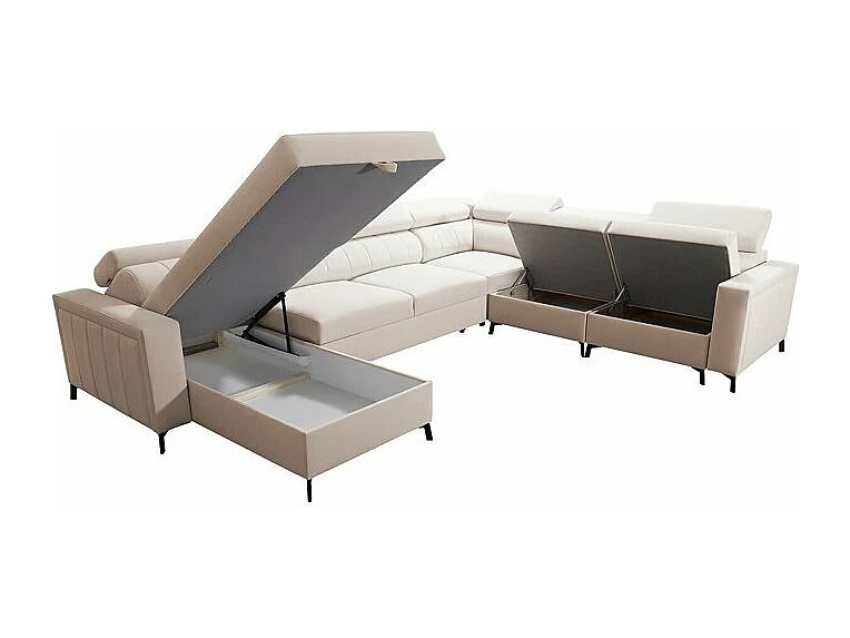 Canapé d'angle Sarasota 157, Bleu, Disponible, 351x274x83cm