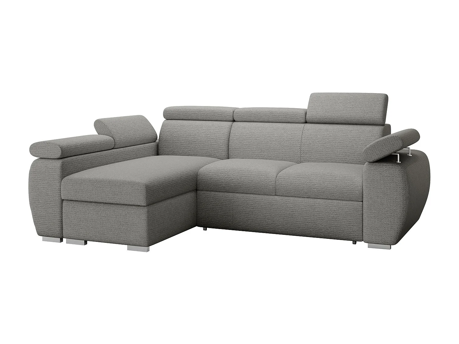 Sofá rinconero Columbus 132, Gris, Función de descanso, Almacenaje, 255x170x85cm