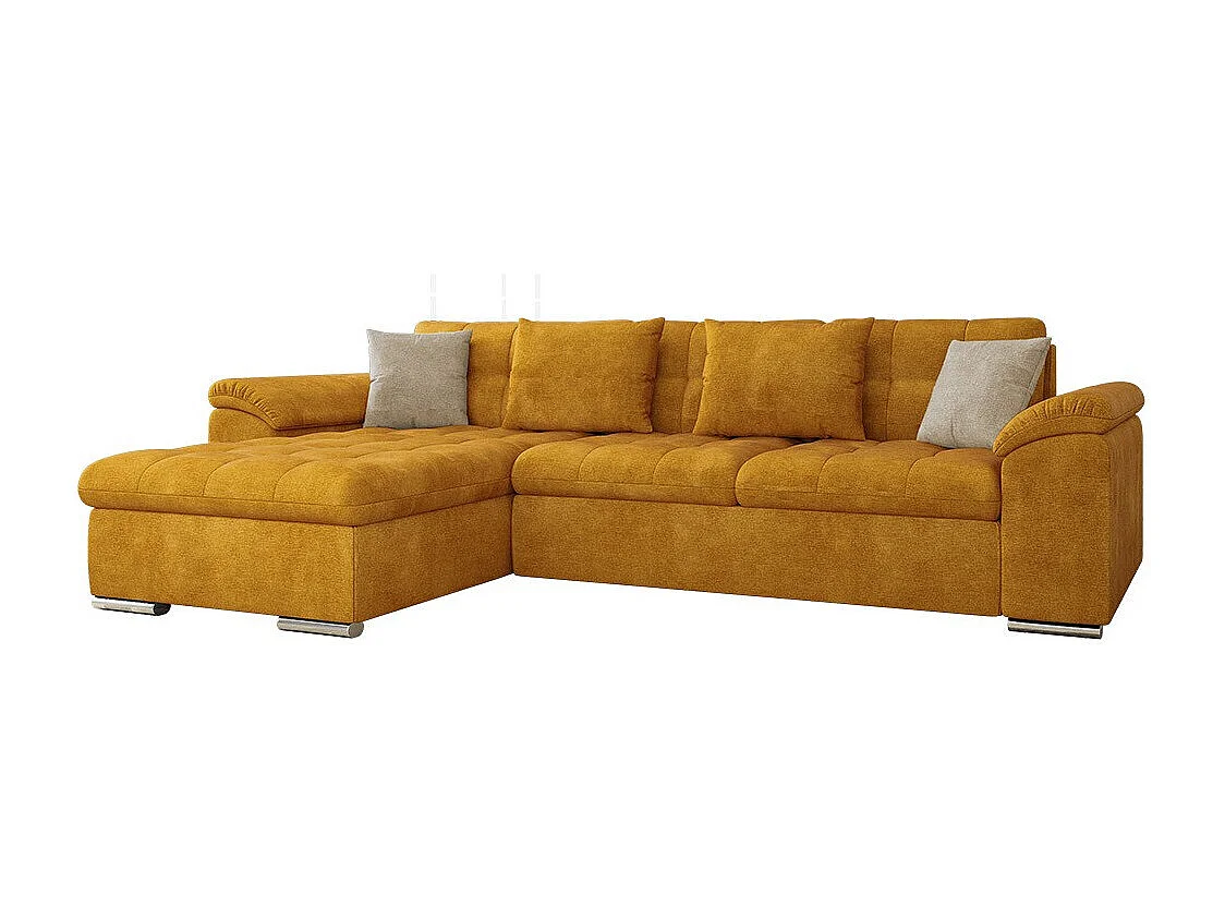 Canapé d'angle Comfivo 107, Jaune, Fonction de couchage, Boîte de literie, 280x160x76cm