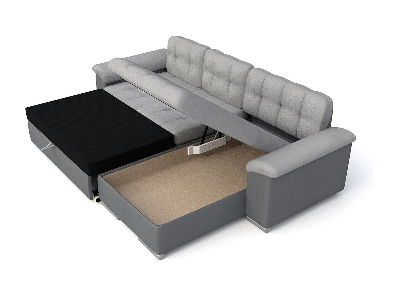 Canapé d'angle Comfivo 107, Jaune, Fonction de couchage, Boîte de literie, 280x160x76cm