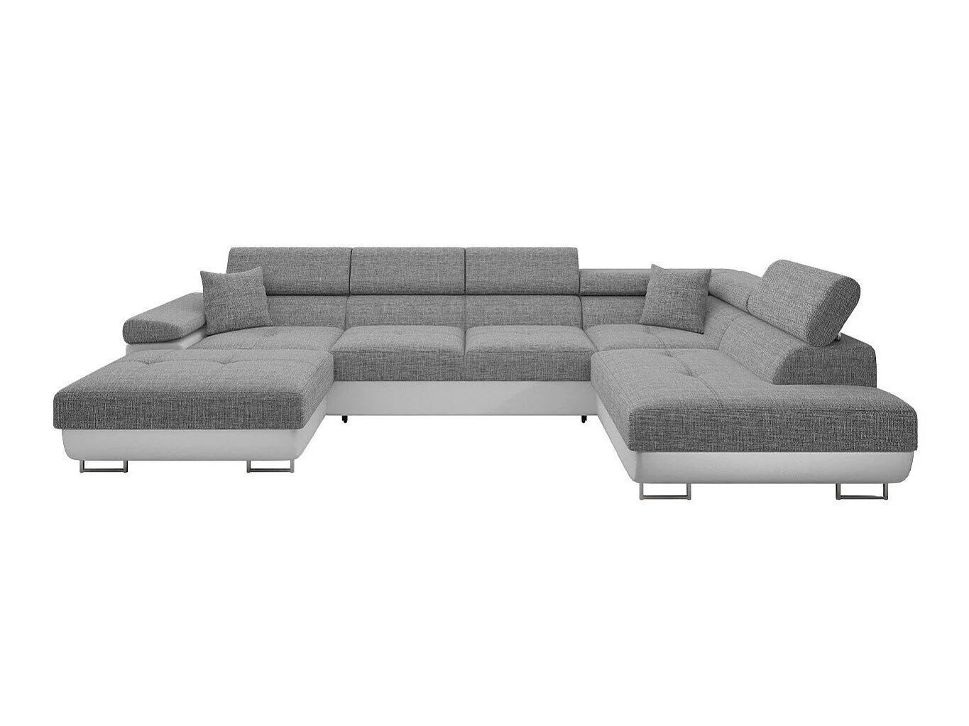 Canapé d'angle convertible 3 places en tissu gris 346x203x70 cm
