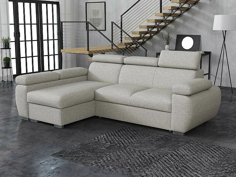 Sofá de canto Columbus 132, Cinzento, Funcionalidade de dormir