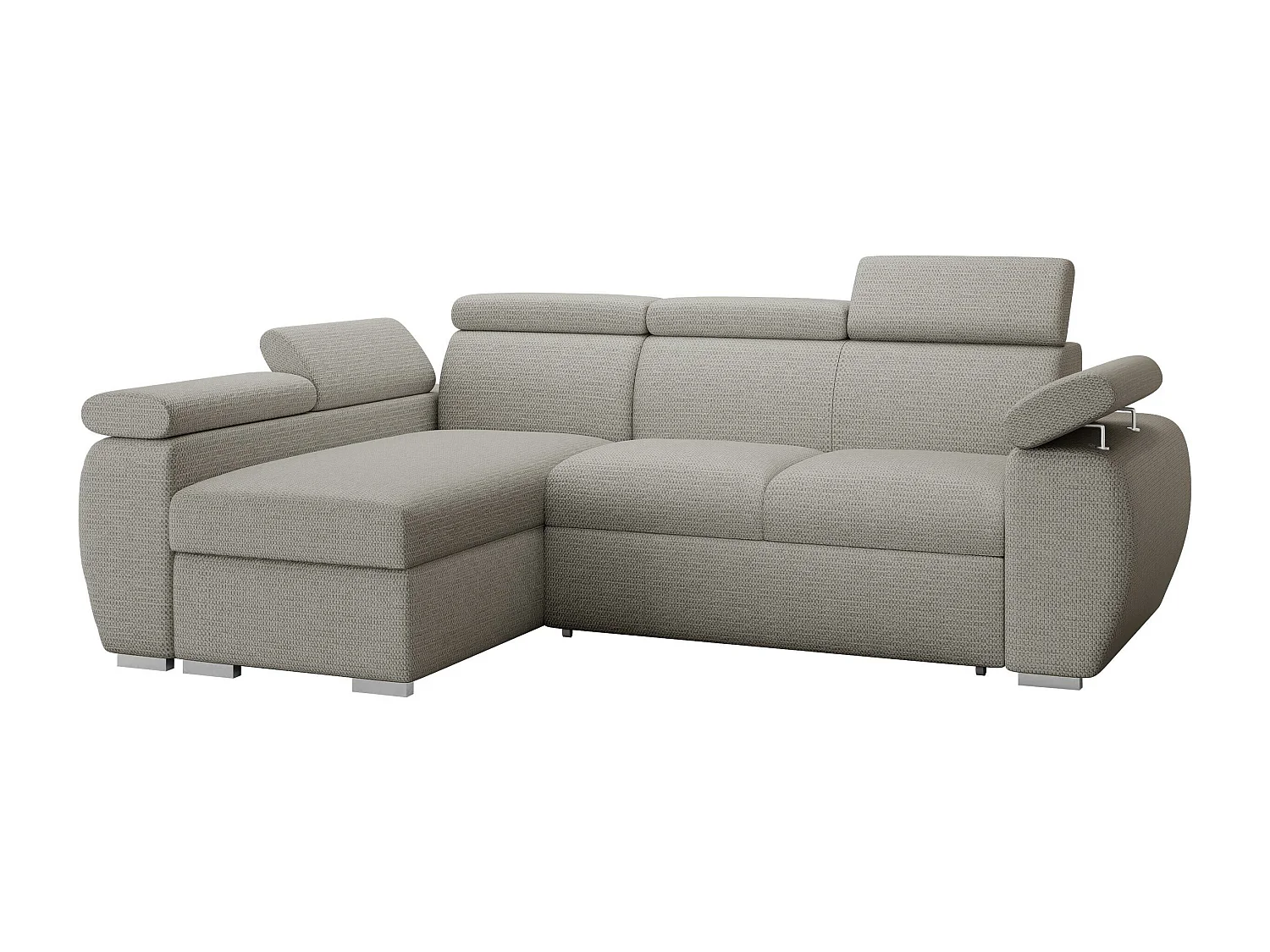 Canapé d'angle Columbus 132, Gris clair, Disponible, 255x170x85cm