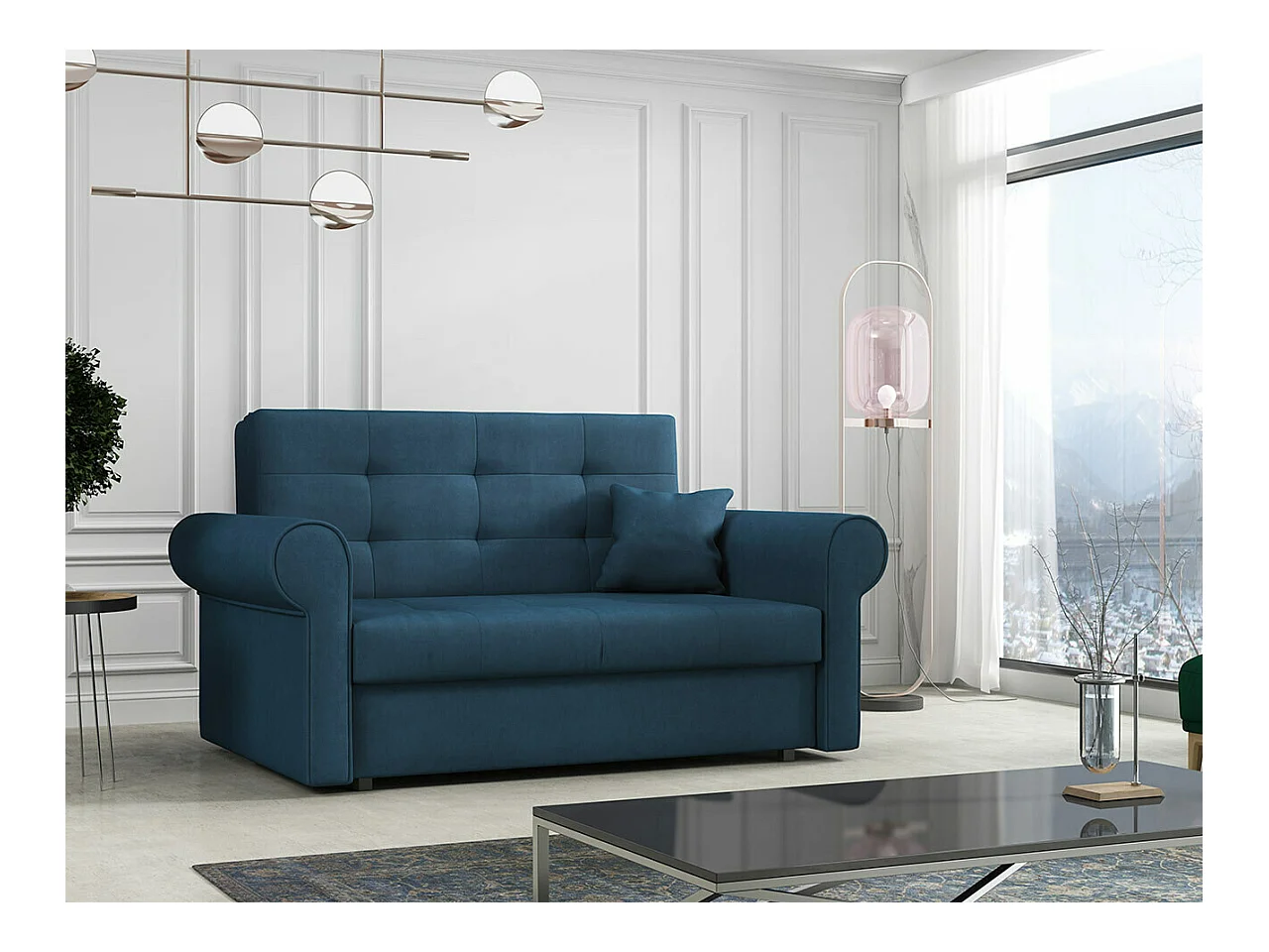 Canapé convertible Columbus 128, Boîte de literie, 85x148x98cm, Mobilier déjà assemblé