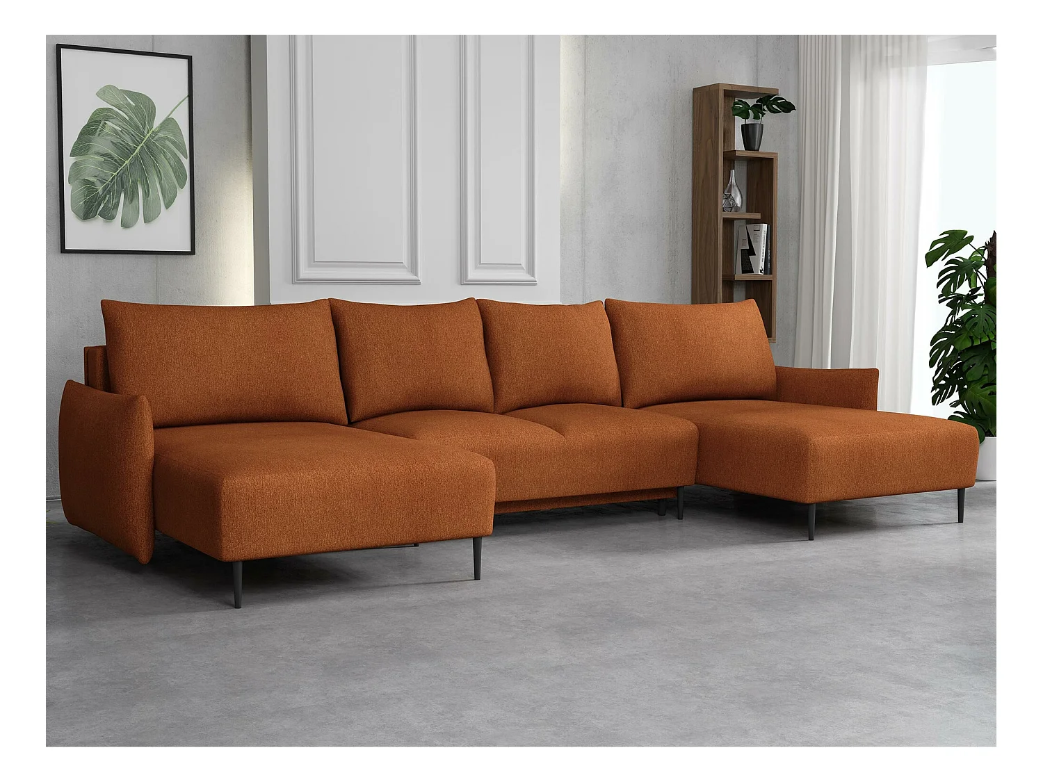 Canapé d'angle Columbus 223, Jaune, Fonction de couchage, Boîte de literie, 328x160x88cm
