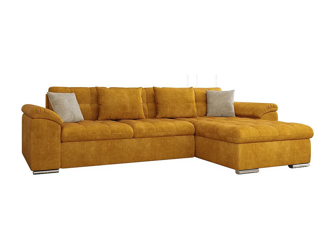Canapé d'angle Comfivo 107, Jaune, Fonction de couchage, Boîte de literie, 280x160x76cm