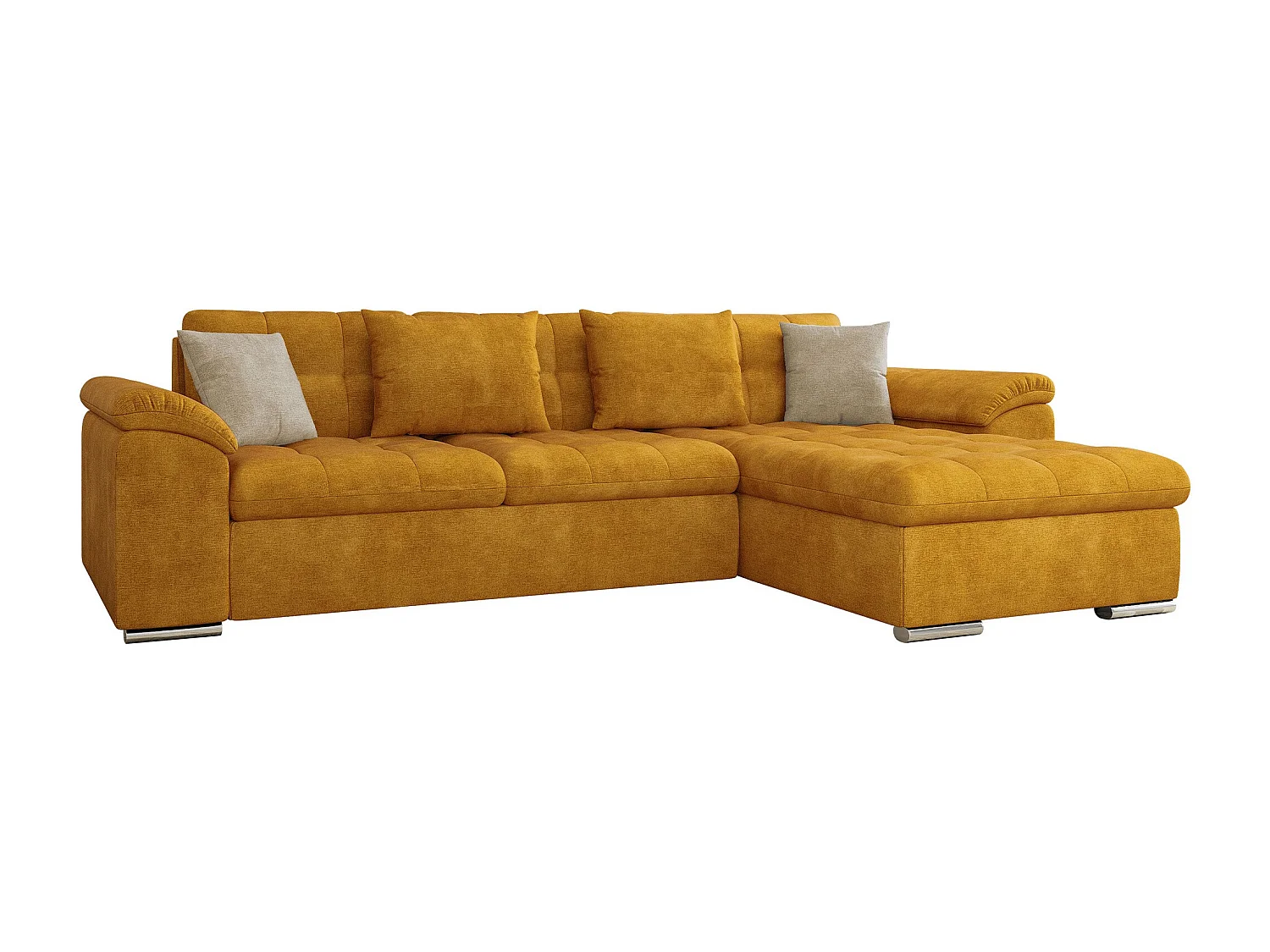 Sofá rinconero Comfivo Mica, Amarillo, Función de descanso, Almacenaje, 280x160x76cm