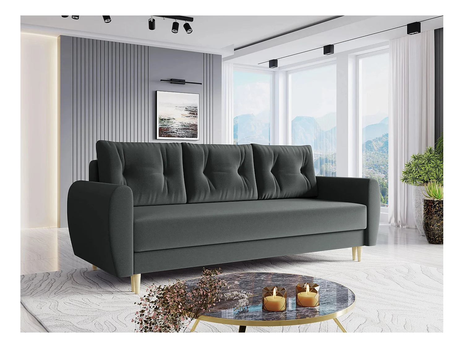 Canapé convertible Memphis 143, Boîte de literie, 95x227x82cm