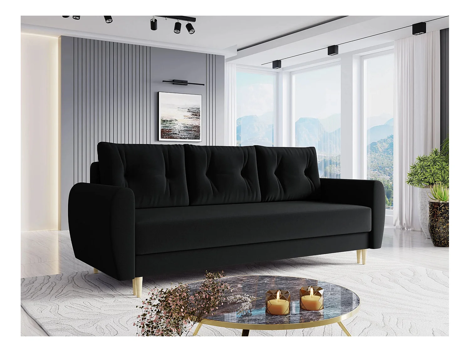 Sofá-cama Memphis 143, Almacenaje, 95x227x82cm