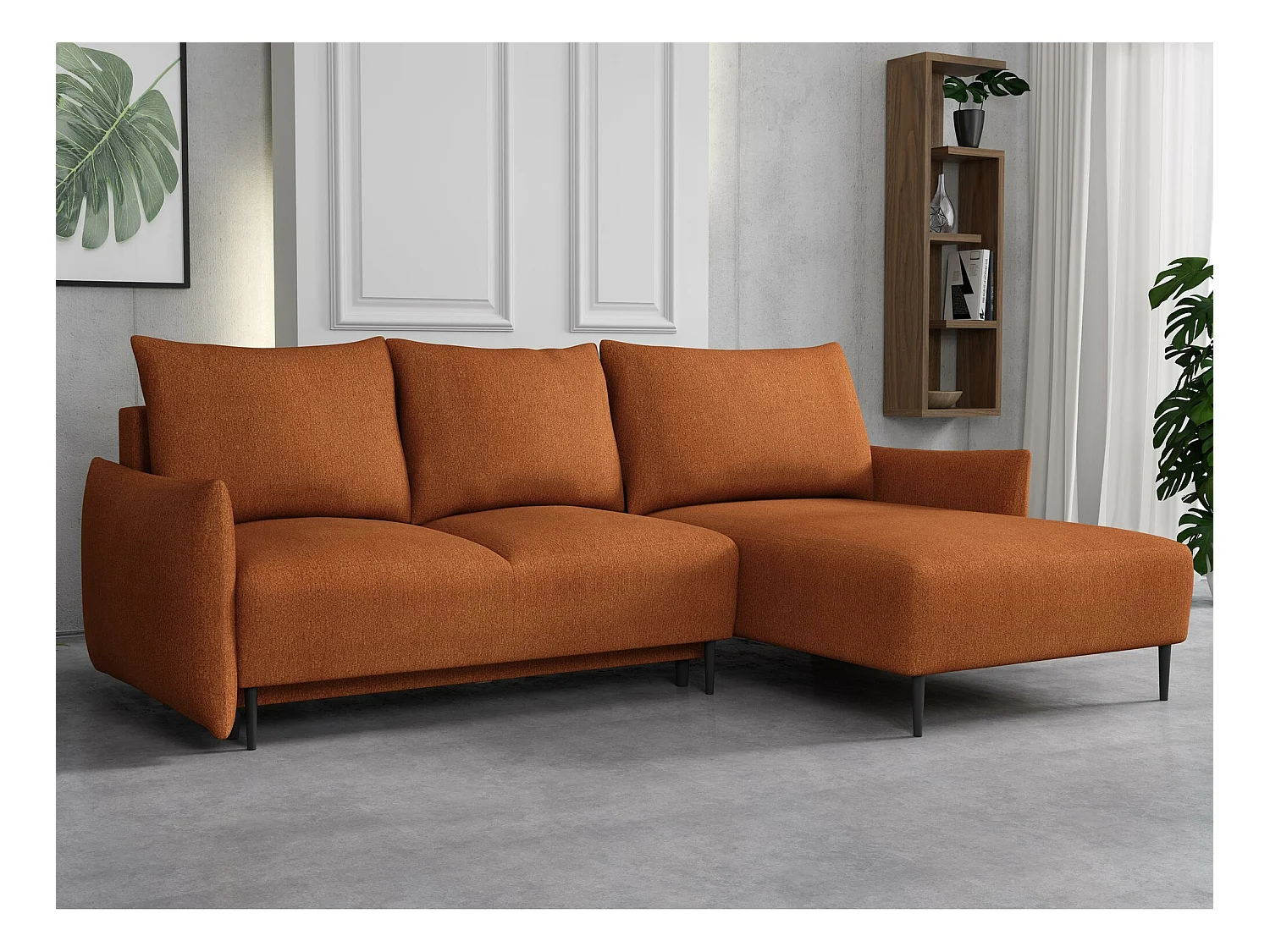 Canapé d'angle Columbus 224, Jaune, Fonction de couchage, Boîte de literie, 240x160x88cm