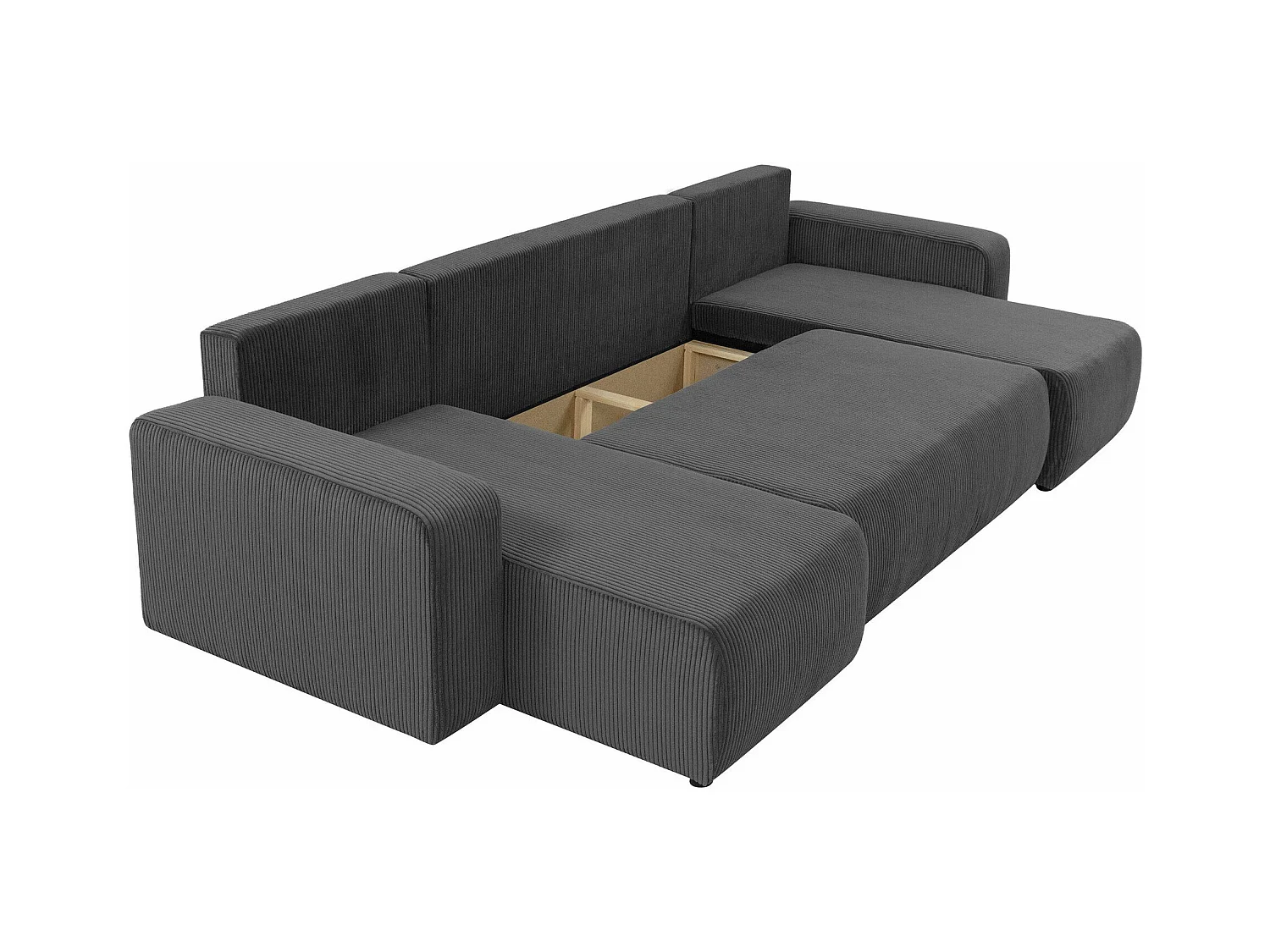 Canapé d'angle Shelton 103, Vert, Fonction de couchage, Boîte de literie, 312x145x82cm