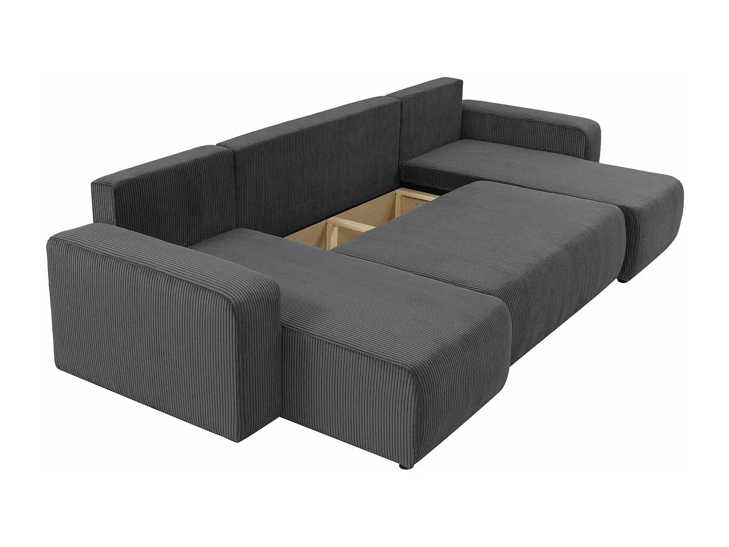 Sofá rinconero Shelton 103, Verde, Función de descanso, Almacenaje, 312x145x82cm