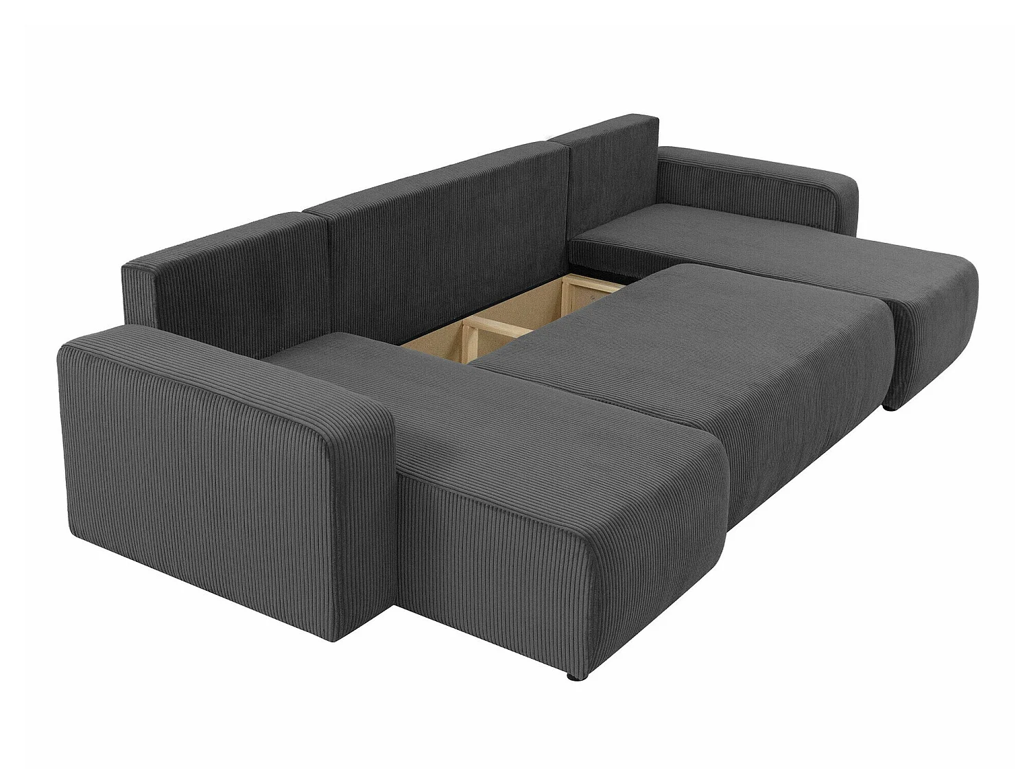 Canapé d'angle convertible 3 places en tissu vert SHELTON