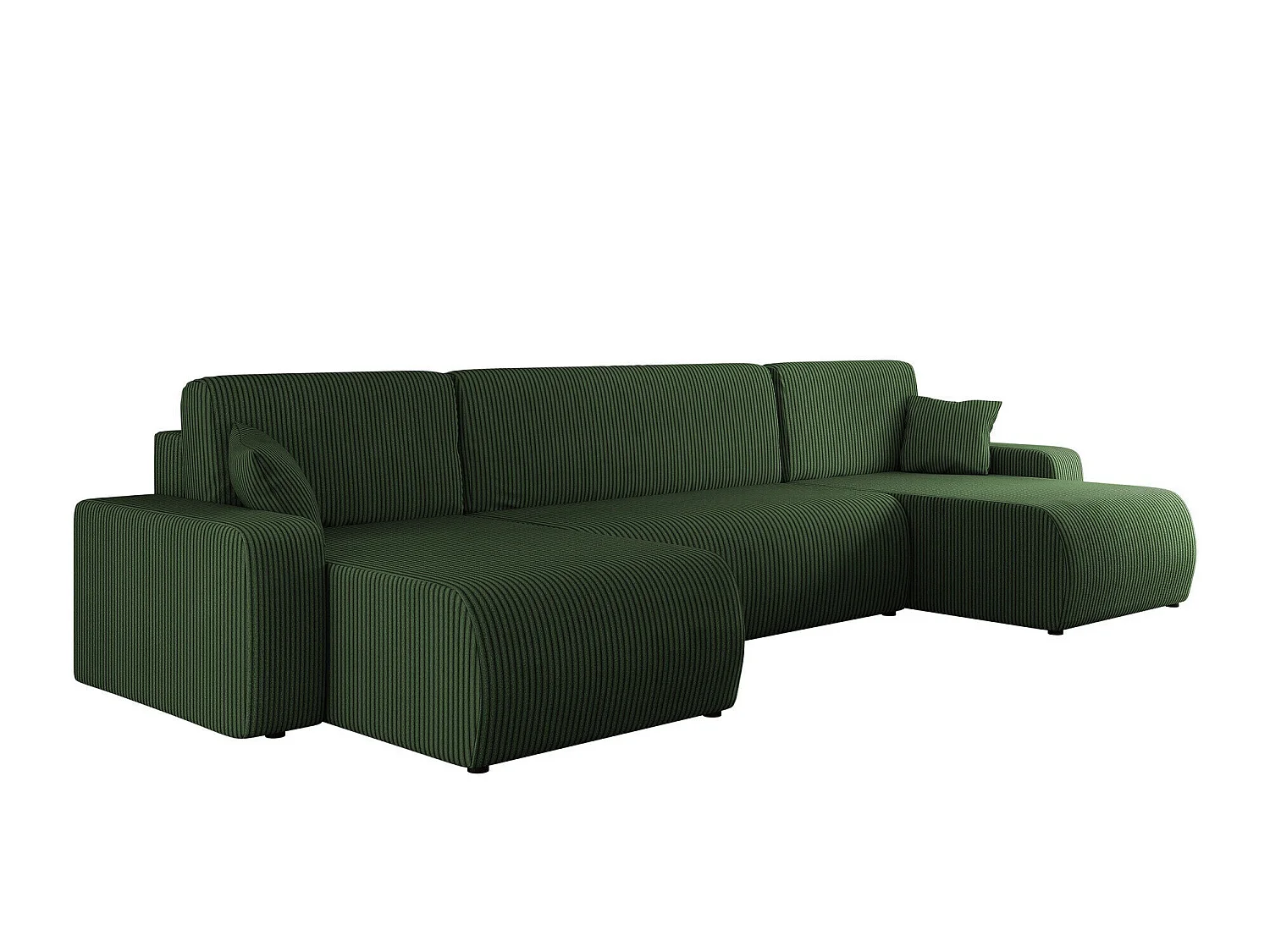 Canapé d'angle convertible 3 places en tissu vert SHELTON