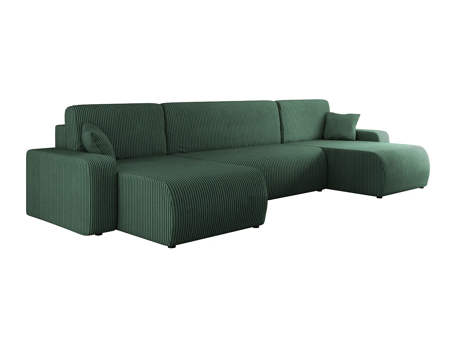 Canapé d'angle convertible 3 places en tissu vert DOCTRAL