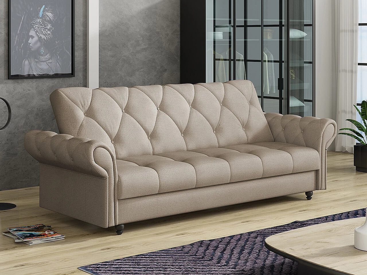 Sofá cama Columbus 209, Cama com arrumação, 9x24x9cm