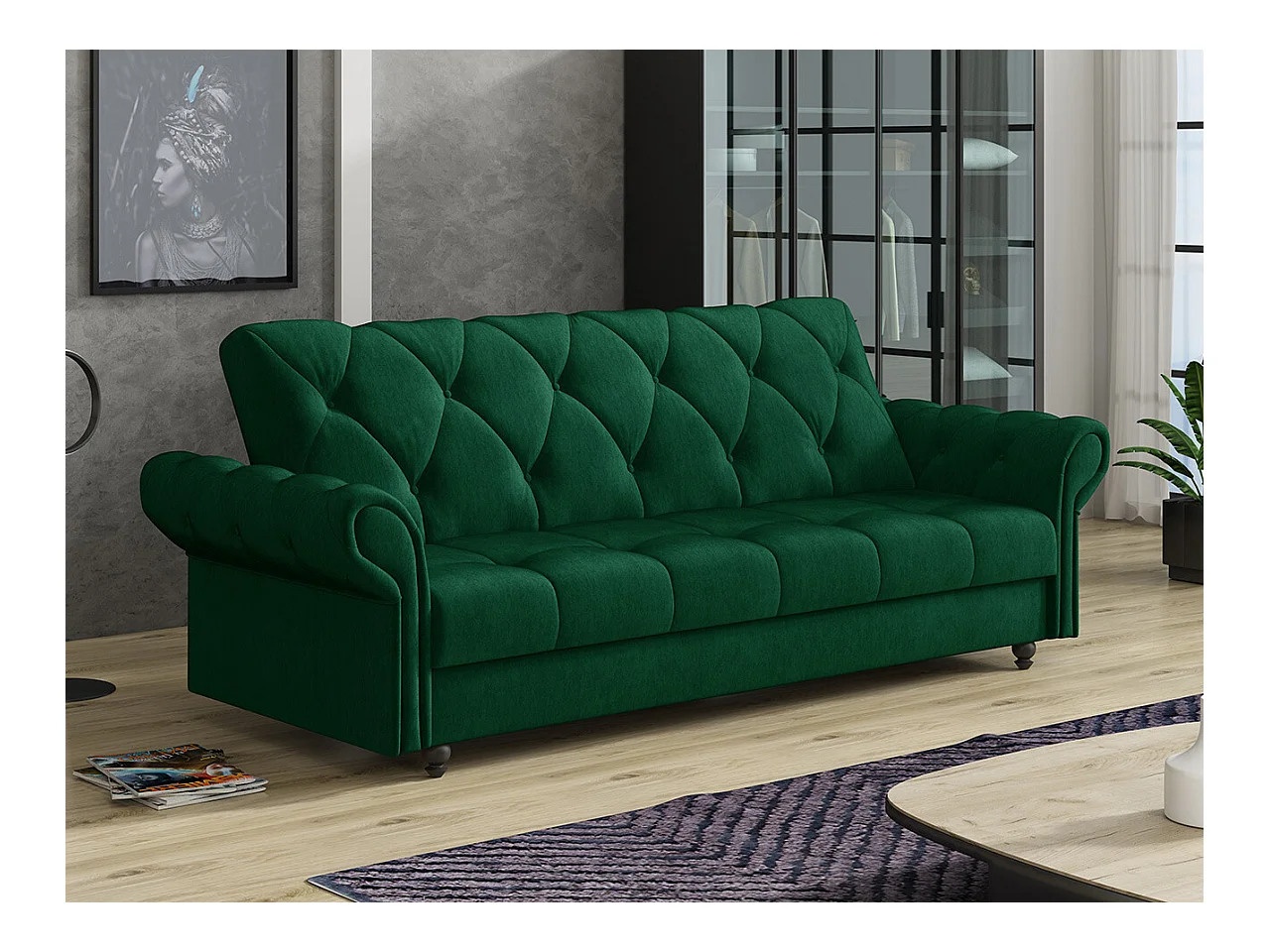 Canapé convertible Columbus 209, Boîte de literie, 90x240x90cm