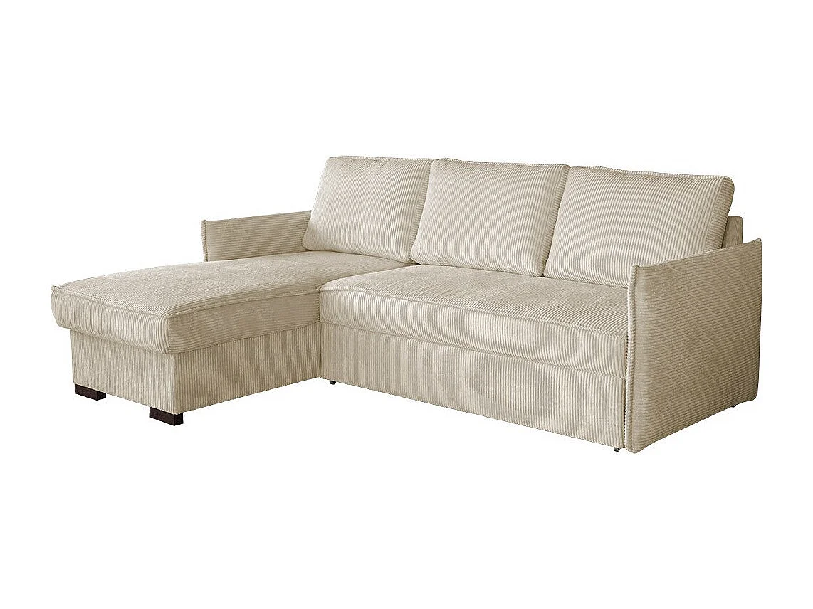 Sofá rinconero Columbus 208, De color marrón claro, Función de descanso, Almacenaje, 90cm