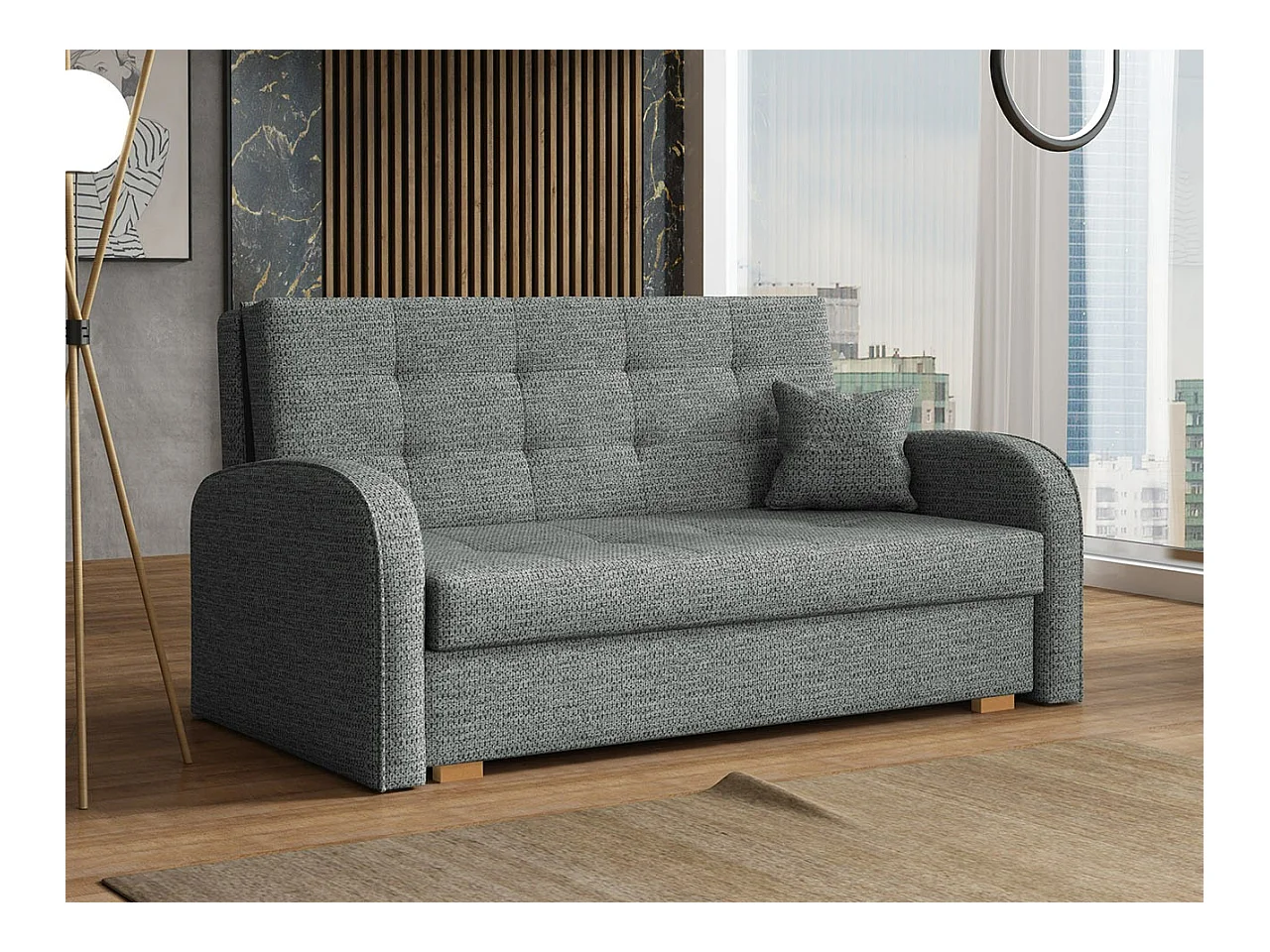 Canapé convertible Columbus 116, Boîte de literie, 85x153x98cm, Mobilier déjà assemblé