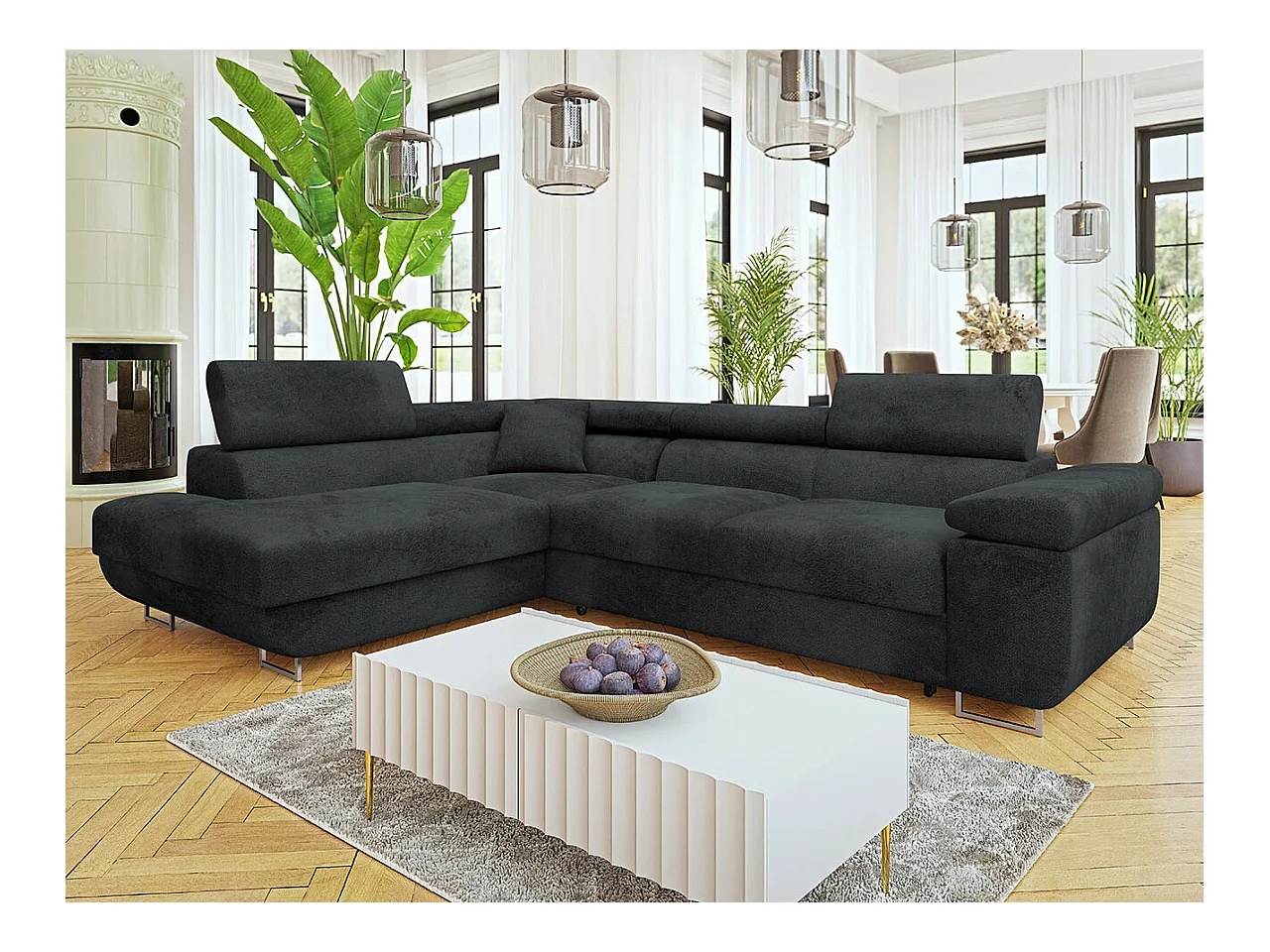 Divano angolare Comfivo Eliferu 101, Grigio, Con, 274x203x70cm