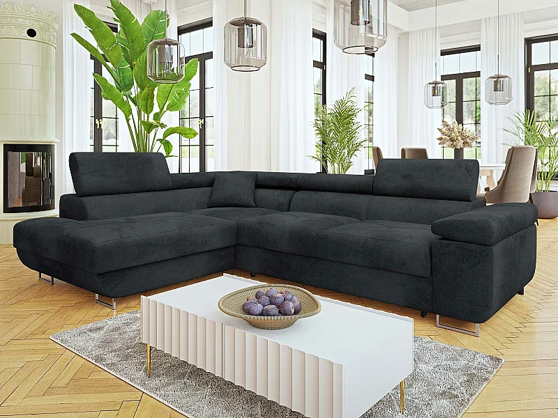 Canapé d'angle Comfivo Eliferu 101, Gris, Disponible, 274x203x70cm