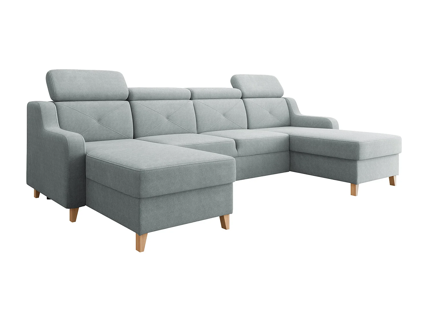 Sofá rinconero Temple 129, Gris, Función de descanso, Almacenaje, 286x165x82cm