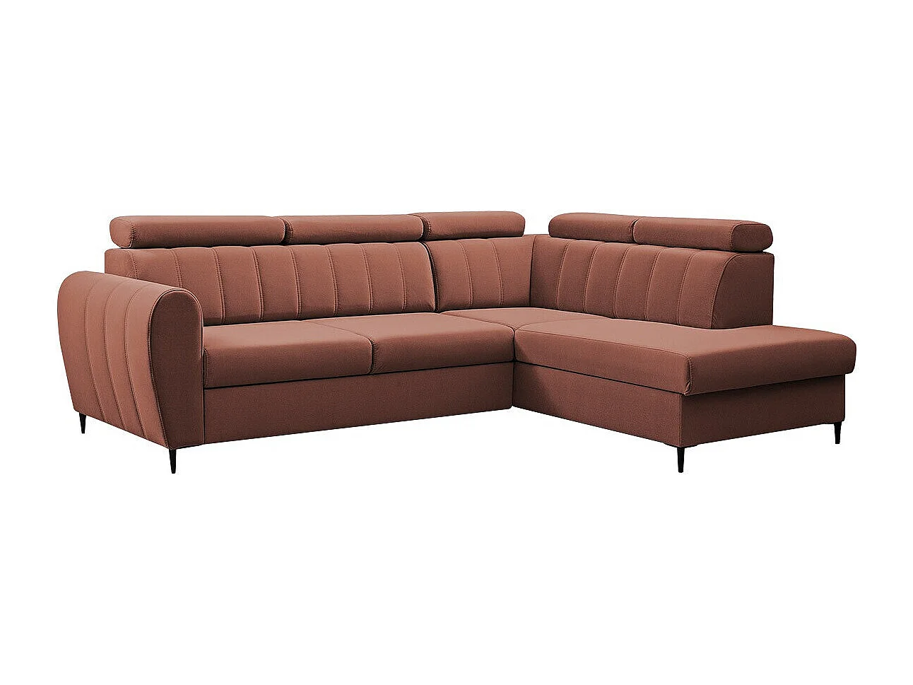 Sofá rinconero Temple 125, Rosa, Función de descanso, Almacenaje, 264x200x90cm