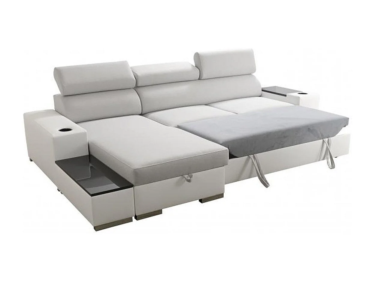 Canapé d'angle Pearland 103, Gris, Disponible, 274x170x80cm