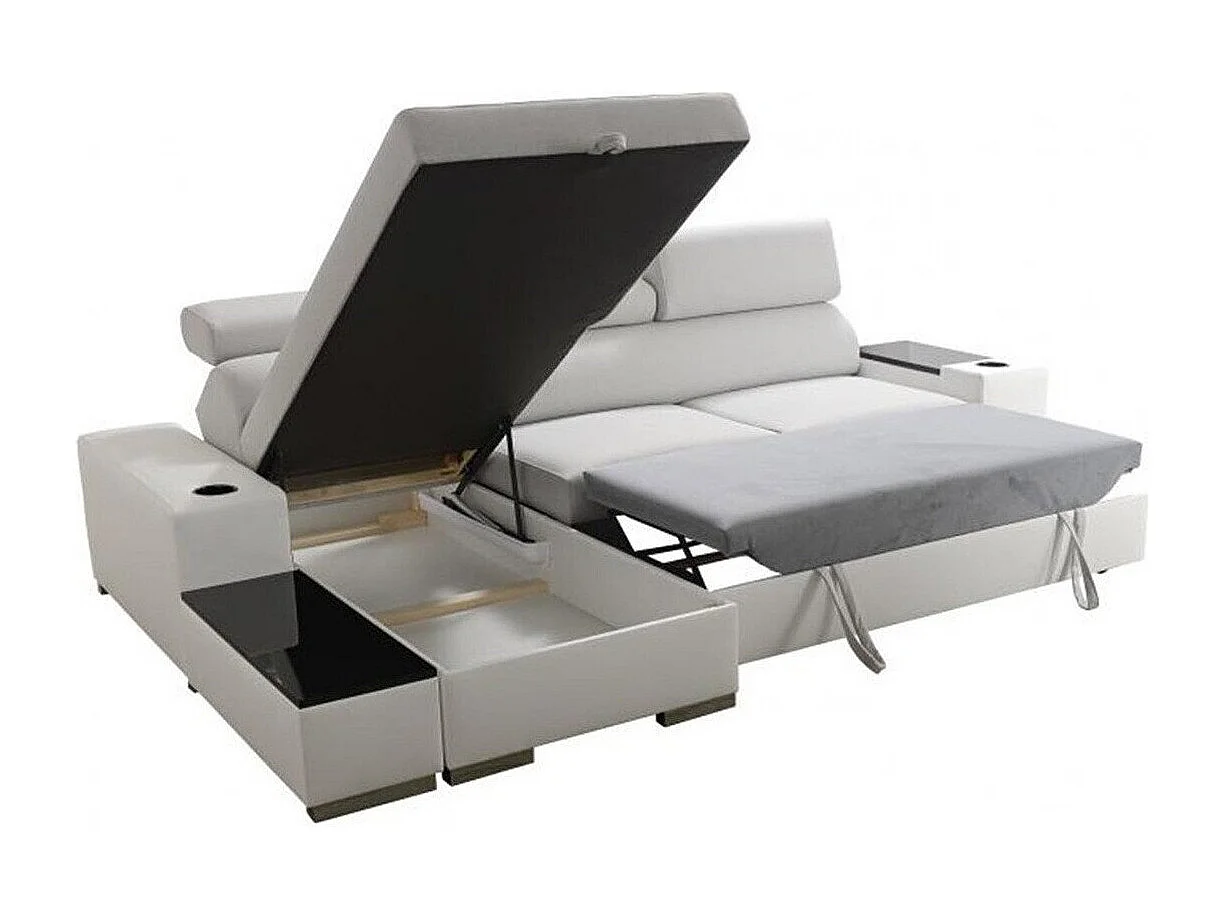 Canapé d'angle Pearland 103, Gris, Disponible, 274x170x80cm