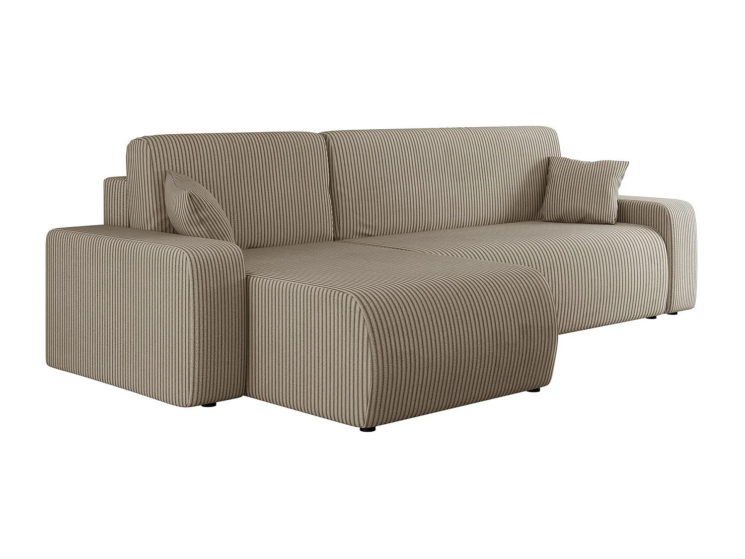 Sofá rinconero Shelton 102, De color marrón claro, Función de descanso, Almacenaje, 244cm