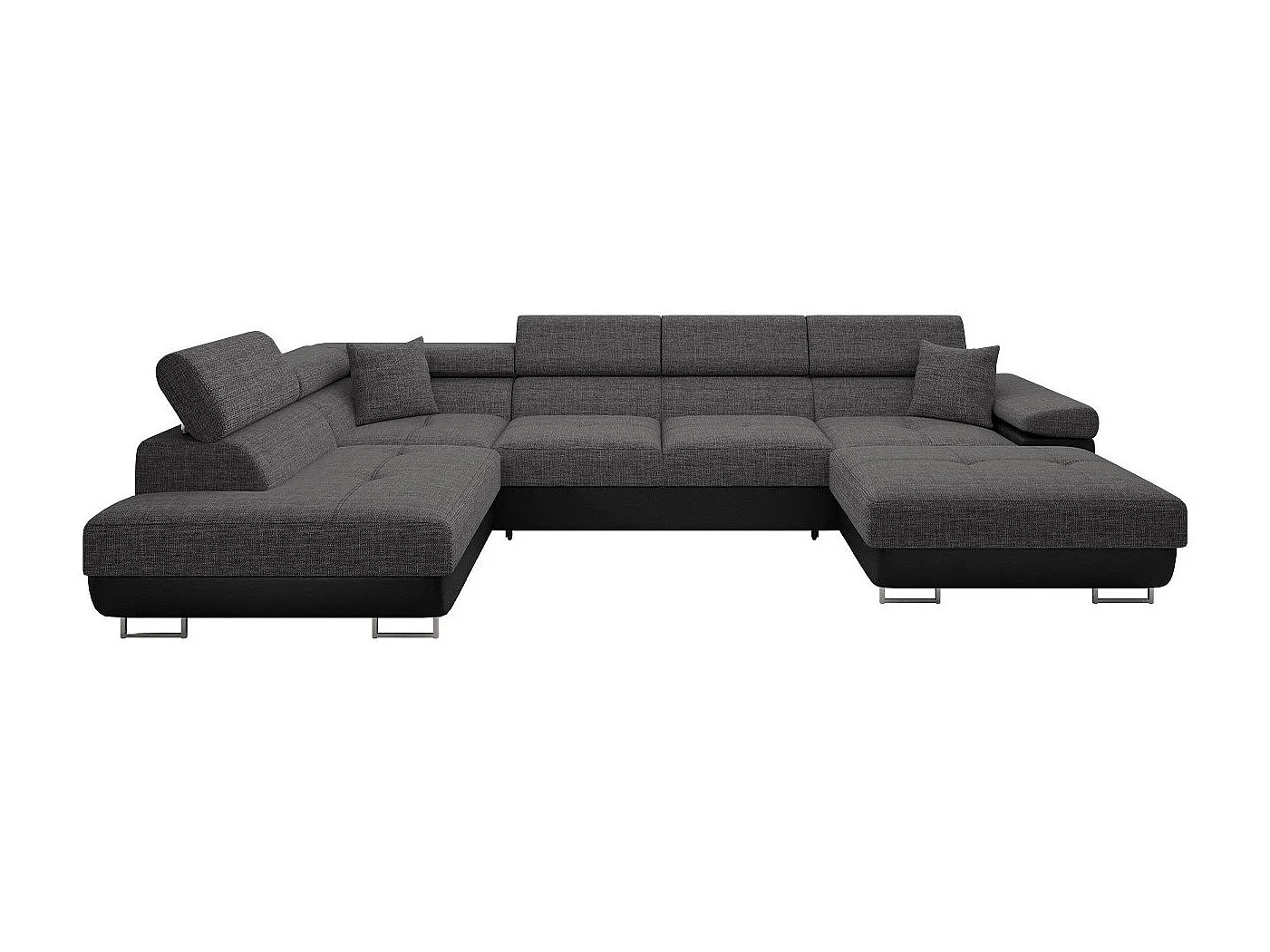Sofá rinconero Comfivo Vinetum III, Gris oscuro, Función de descanso, Almacenaje, 346cm