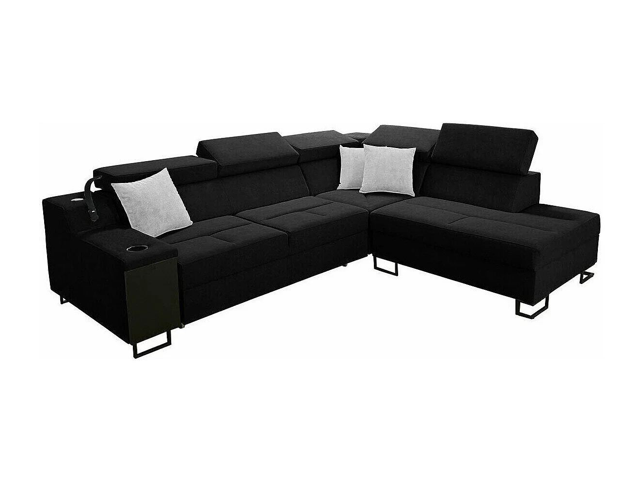 Canapé d'angle Sarasota 138, Noir, Fonction de couchage, Boîte de literie, 287x223x100cm