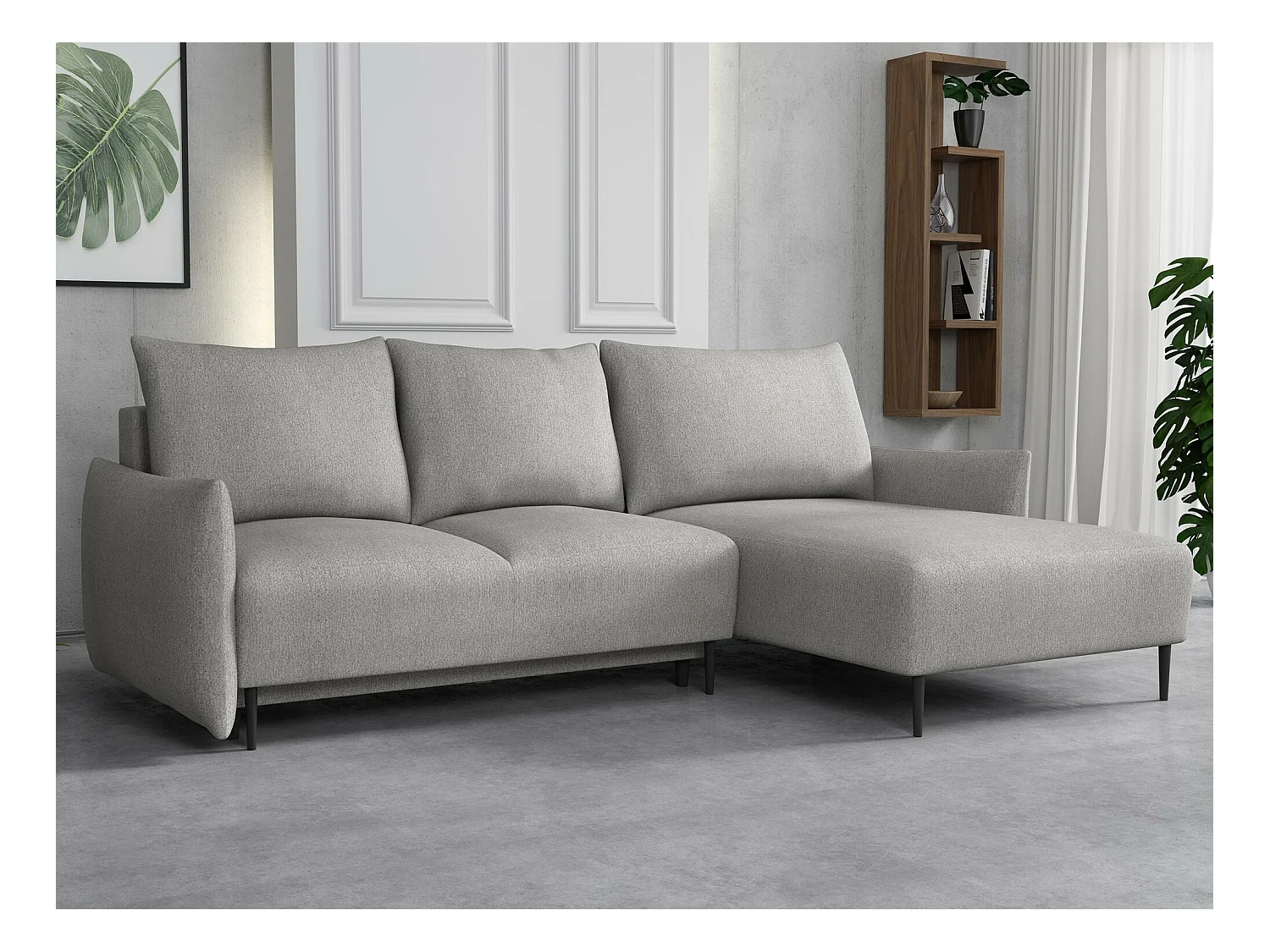 Canapé d'angle Columbus 224, Gris, Fonction de couchage, Boîte de literie, 240x160x88cm