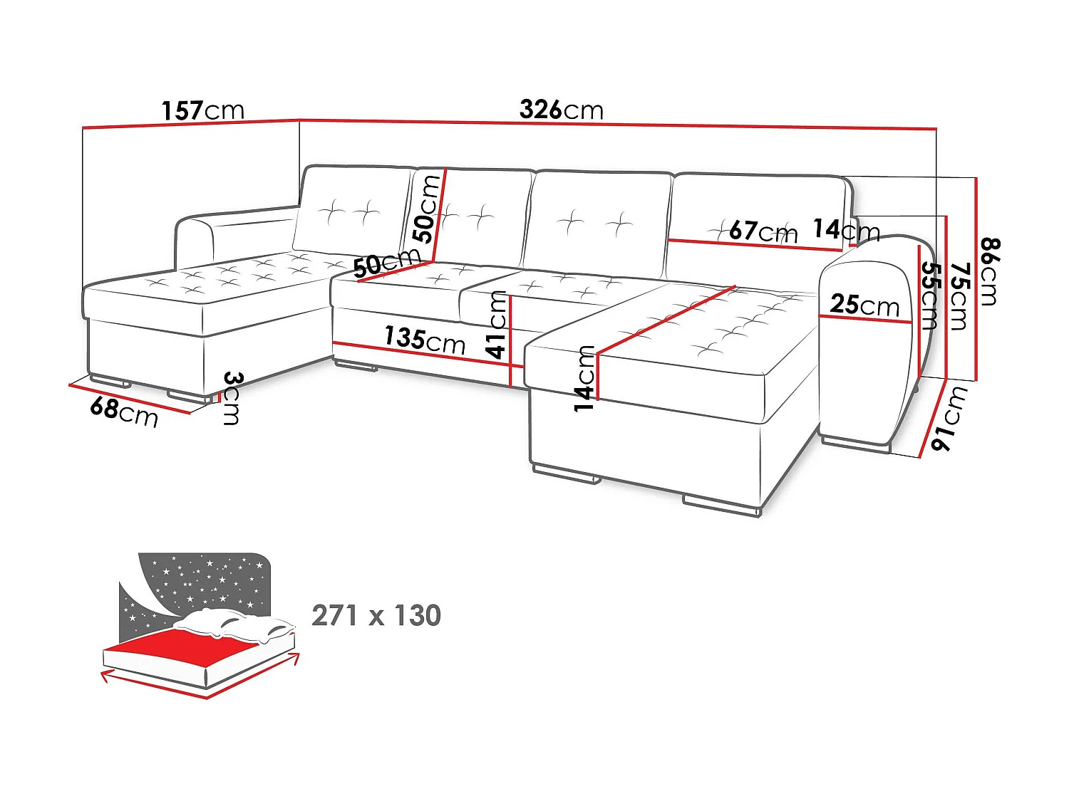 Canapé d'angle Arvada 117, Jaune, Disponible, 326x157x86cm