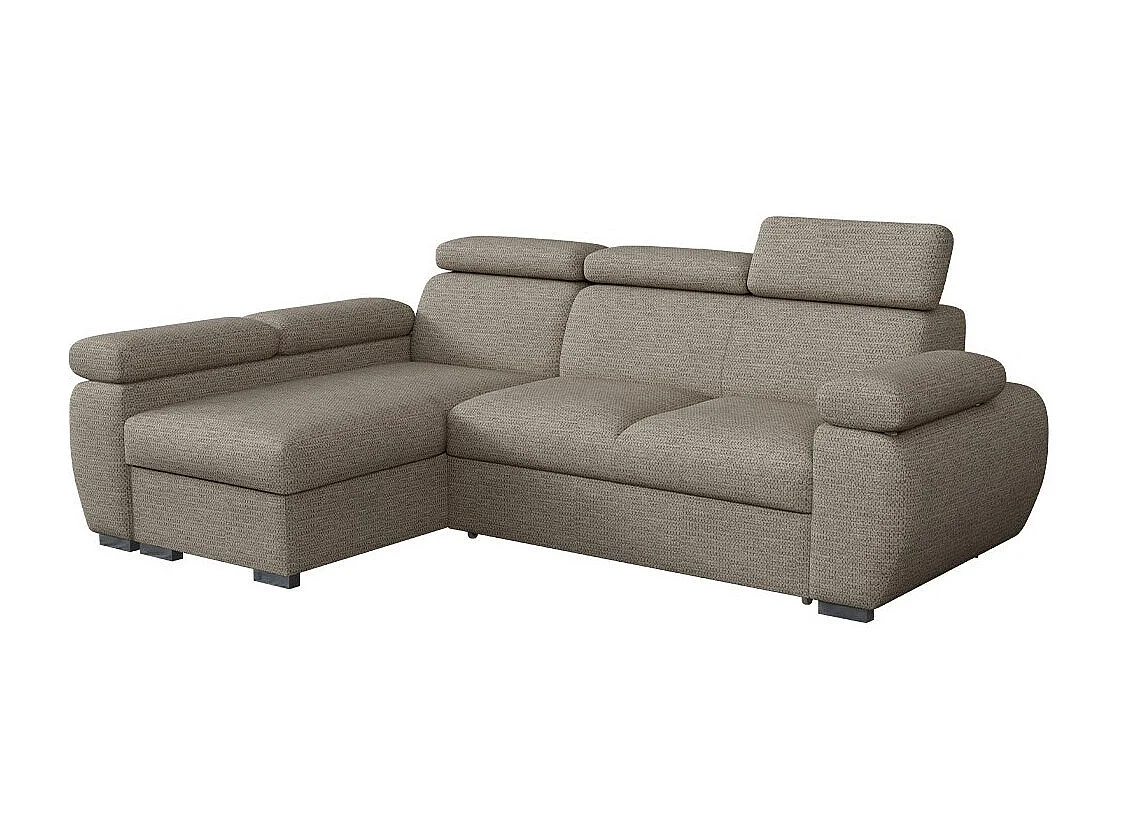 Sofá rinconero Columbus 132, De color marrón claro, Función de descanso, Almacenaje, 85cm