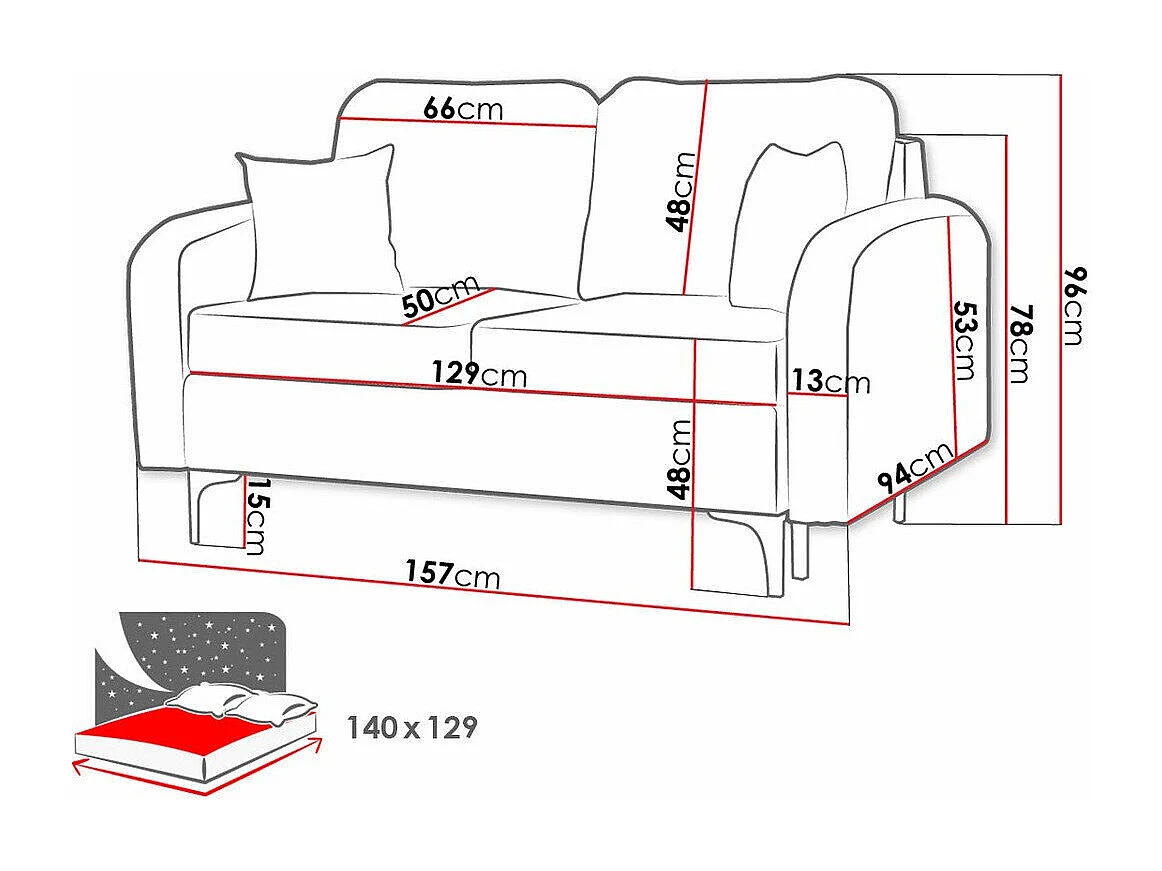 Canapé convertible Torlua 101, Boîte de literie, 96x157x94cm
