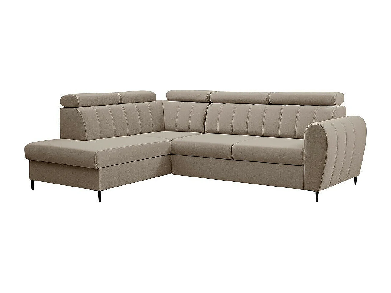 Sofá rinconero Temple 125, De color marrón claro, Función de descanso, Almacenaje, 264cm