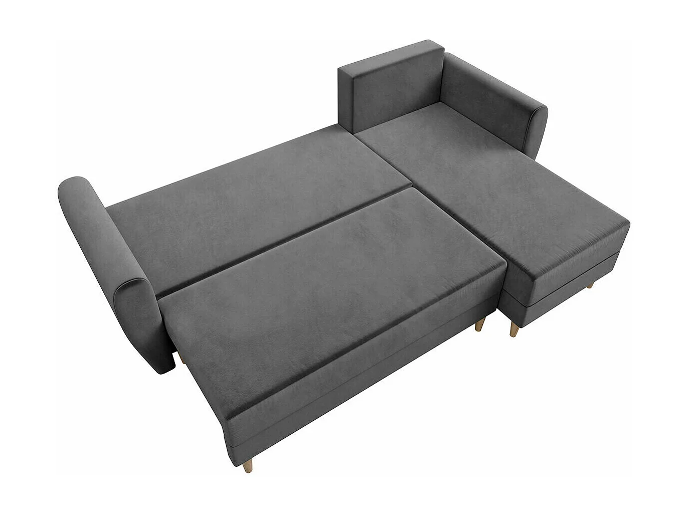 Canapé d'angle Memphis 139, Bleu, Fonction de couchage, Boîte de literie, 234x139x95cm