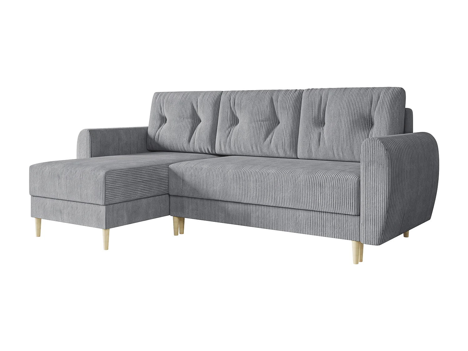 Sofá rinconero Memphis 139, Gris, Función de descanso, Almacenaje, 234x139x95cm